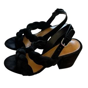 Rebecca Minkoff Women's black Candace Suede Slingback Block Heel Sandals size 7